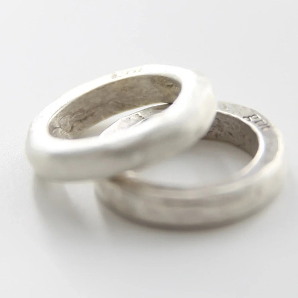 2 rings  - Our new signature sterling unisex GRIT rustic… - Picture 2 of 16